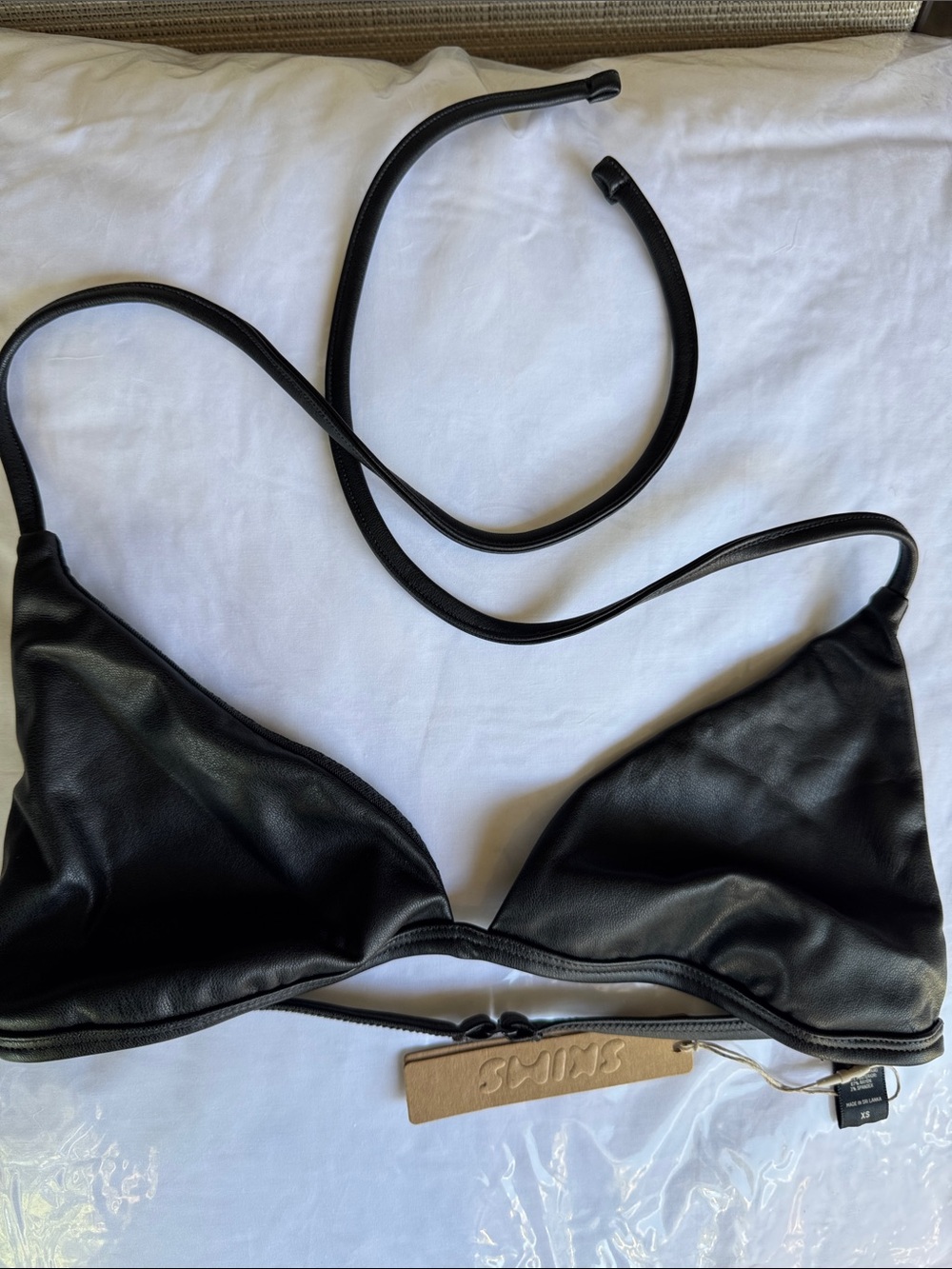 SKIMS Faux Leather Tie Bralette XS - Picture 3 of 7